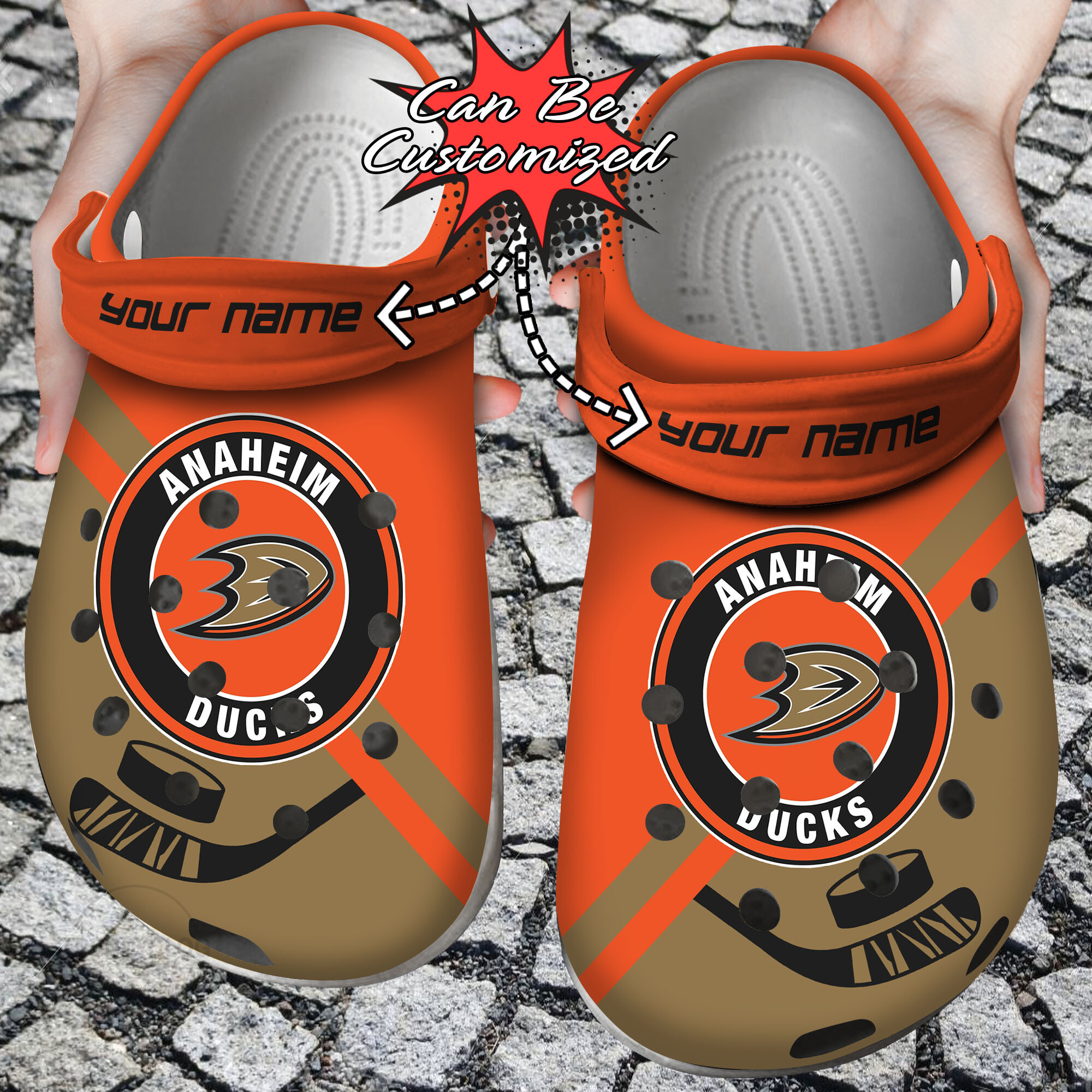 Personalized Name  Logo Team Hockey Puck New Crocs Clog Shoes