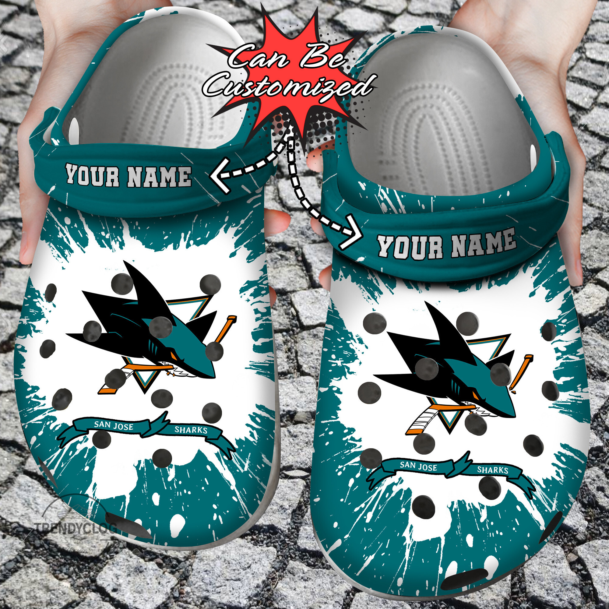 Hockey Crocs Personalized SJ Sharks Team Clog Shoes