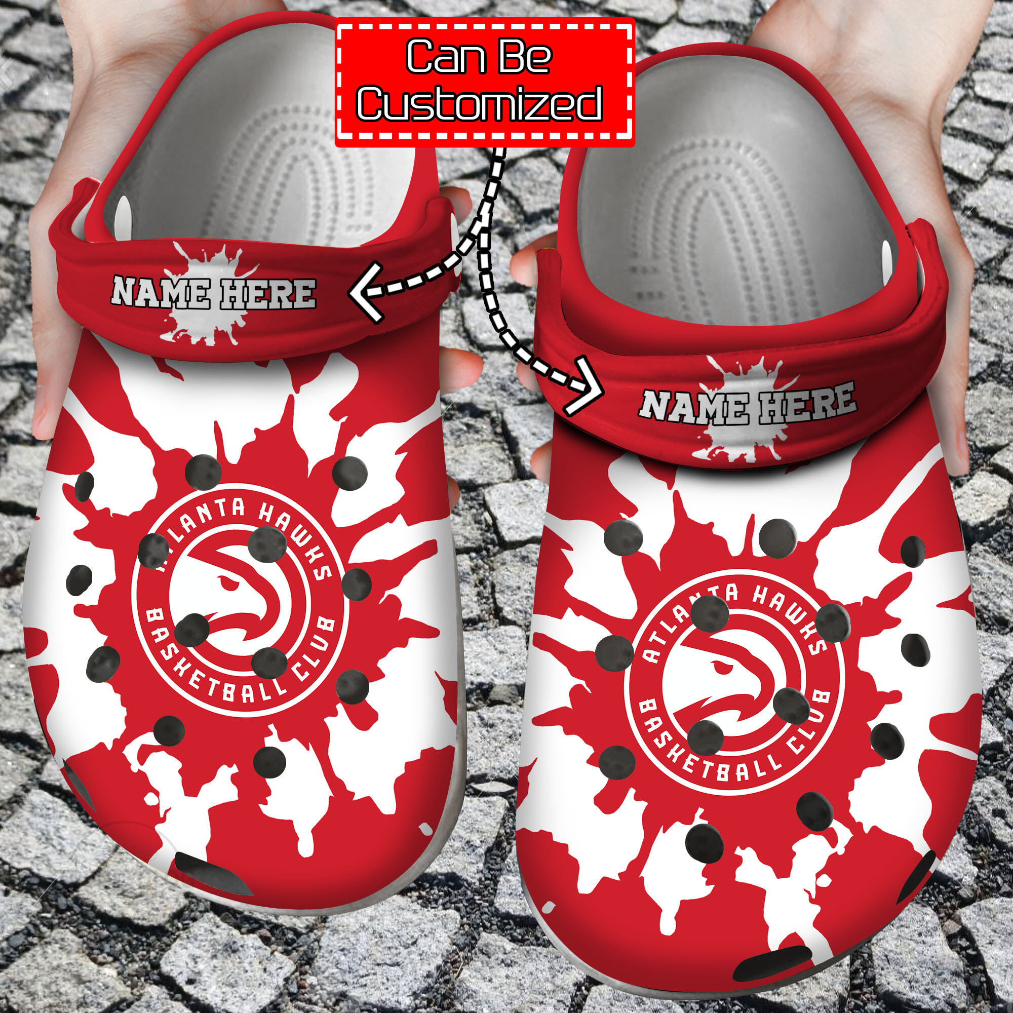 Custom Team Logo  Name Basketball Color Splash New Crocs Style Clog Shoes