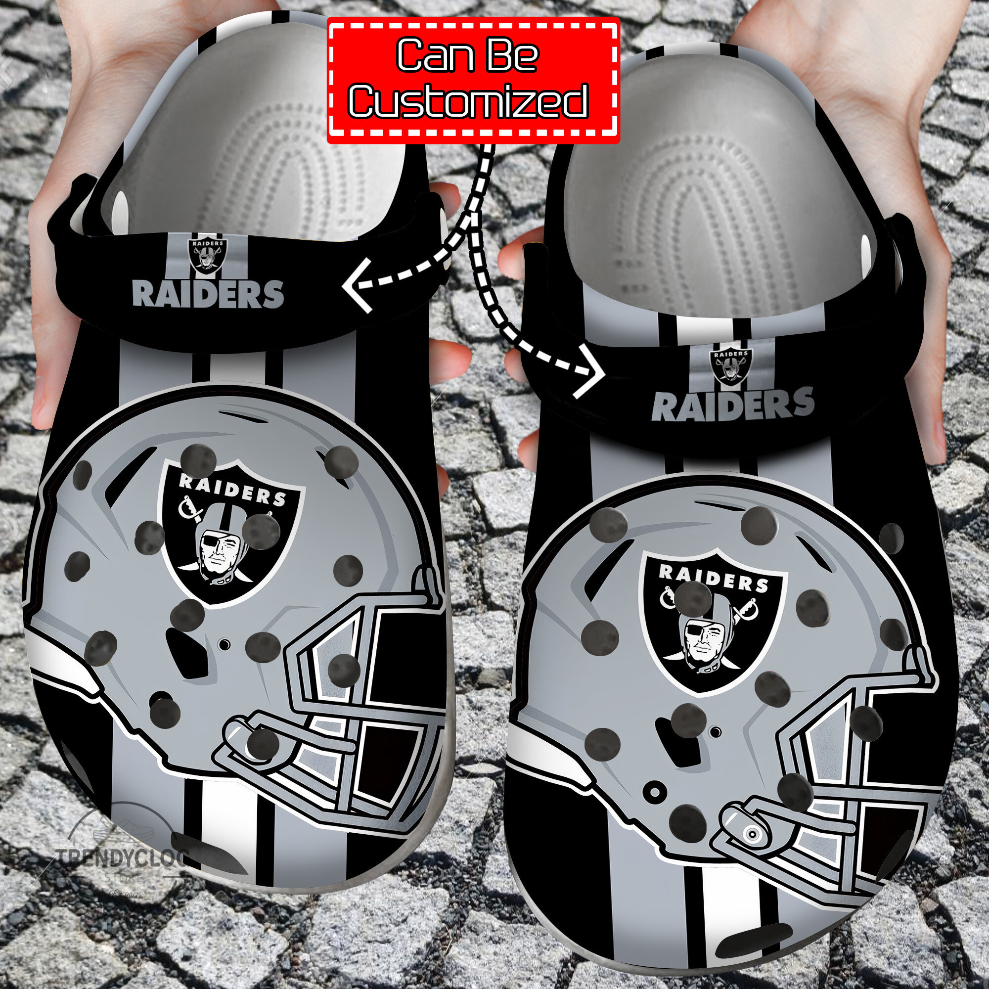 Football Crocs Personalized LV Raiders Helmets Clog Shoes