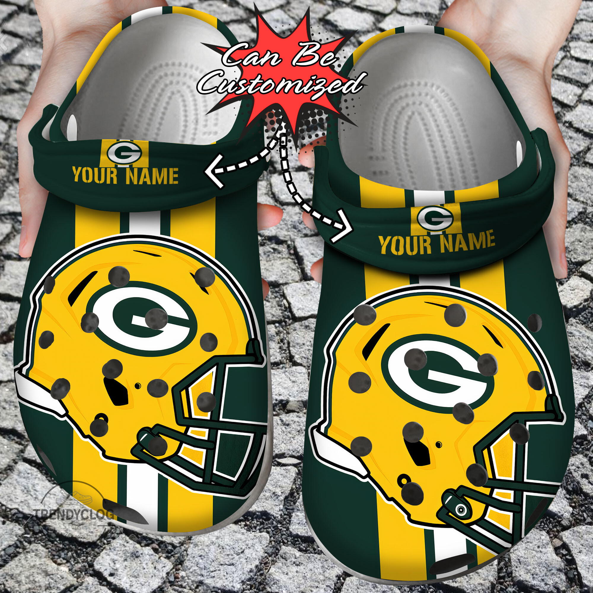 Football Crocs Personalized GPackers Team Helmets Clog Shoes