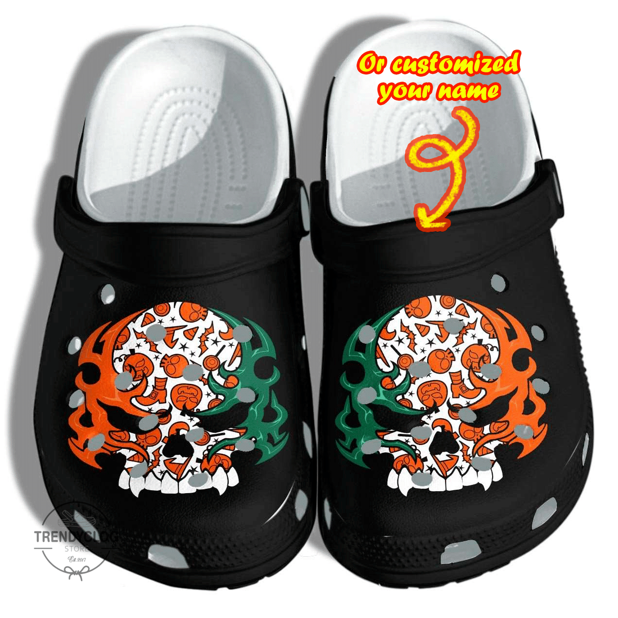 Halloween Crocs - Personalized Halloween Irish Skull Clog Shoes