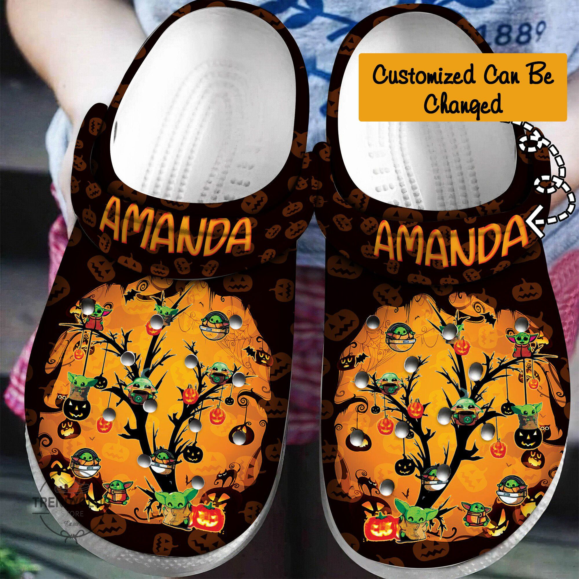 Halloween Crocs - Personalized Cute Halloween Tree Grogu Clog Shoes