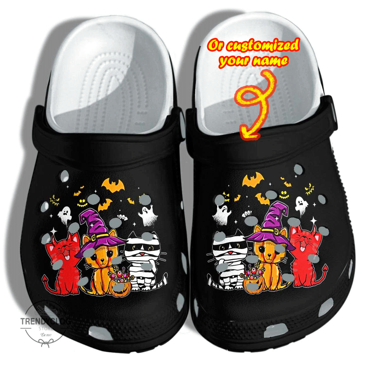 Halloween Crocs - Personalized Halloween Cats Mummy Witch Costume Clog Shoes