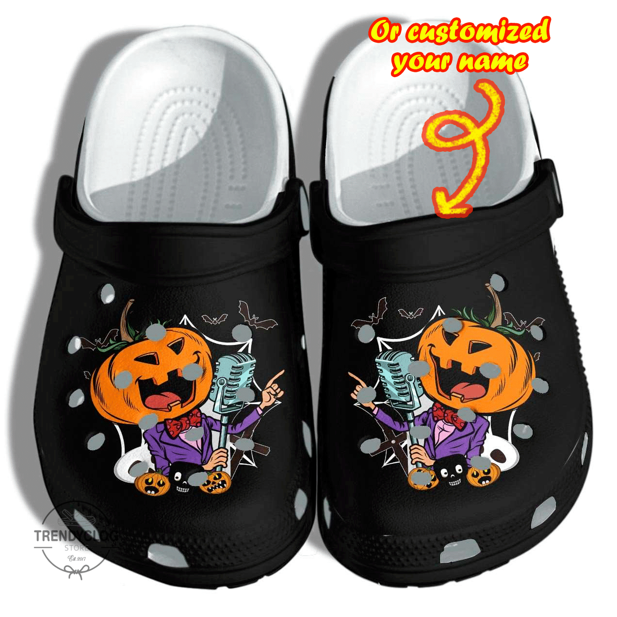 Halloween Crocs - Personalized Pumpkin Rock Sings Tattoo Halloween Clog Shoes
