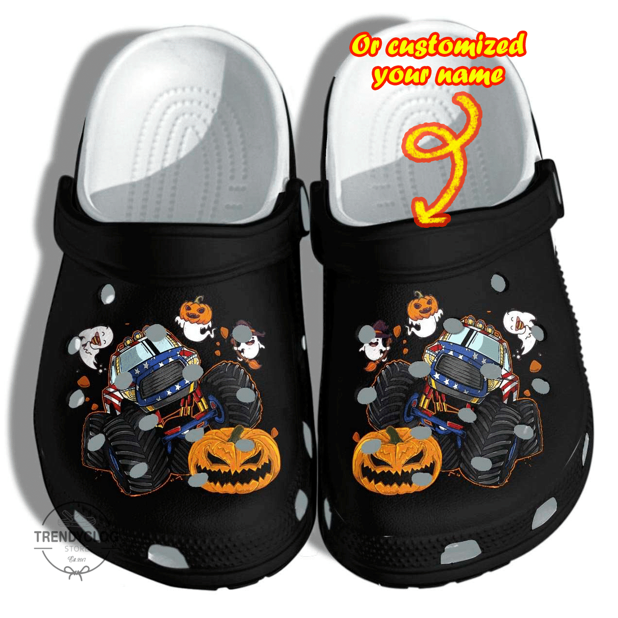 Halloween Crocs - Personalized Halloween Pumpkin Monsters Truck Clog Shoes