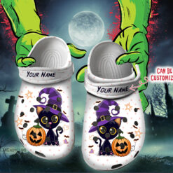 Halloween Crocs - Personalized Halloween Black Cat and Pumpkin Clog Shoes