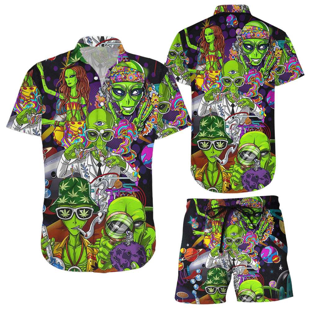 Ailen Hawaiian Shirt Hippies Science Aliens Funny Button Down Shirts Summer Holiday Gift