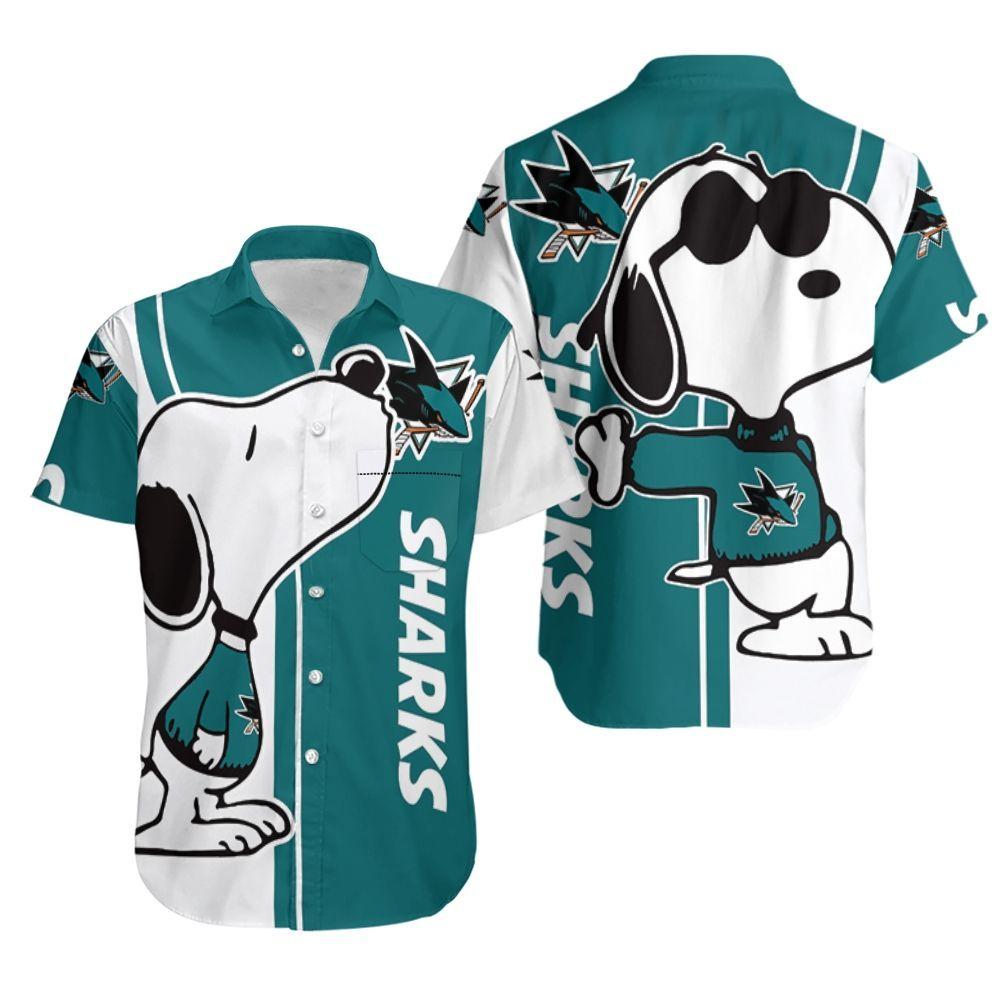 Beach San Jose Sharks Hawaiian Shirt Aloha Shirt for Men Women Snoopy Lover