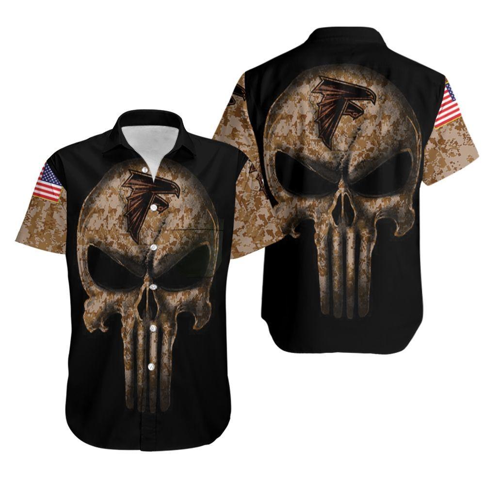 Beach Shirt Camouflage Skull Atlanta Falcons American Flag Hawaiian Shirt Aloha Shirt for Men Women