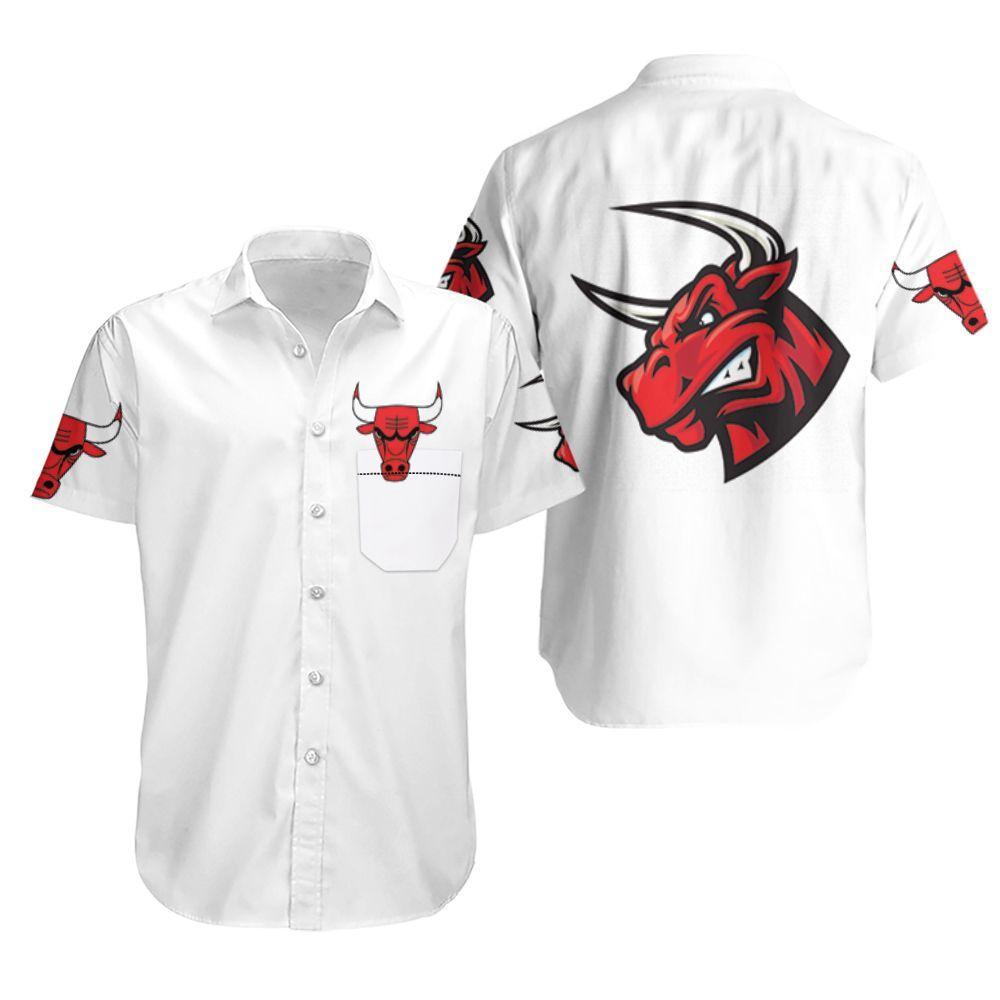 Beach Shirt Chicago Bulls Basketball Classic Mascot Logo Gift For Bulls Fans White Hawaiian Shirt Aloha Shirt for Men Women