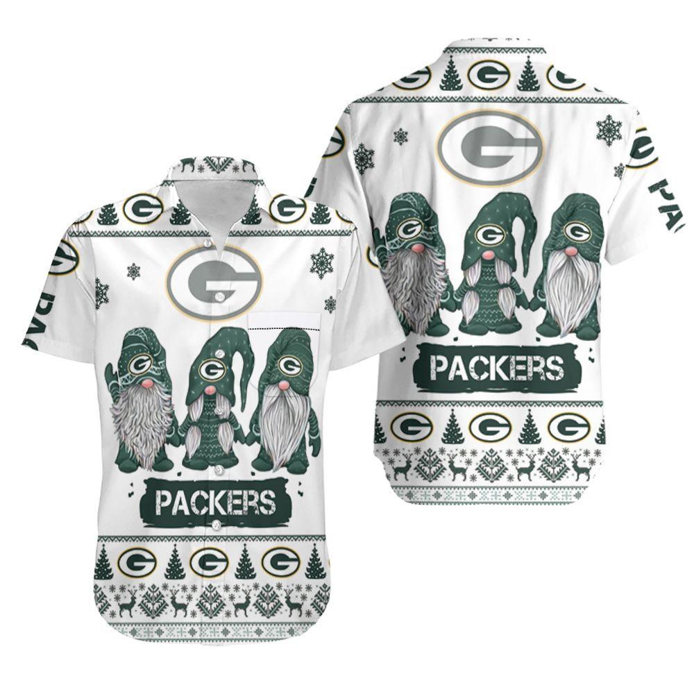 Beach Shirt Christmas Gnomes Green Bay Packers Ugly Sweatshirt Christmas 3D Hawaiian Shirt Aloha Shirt for Men Women