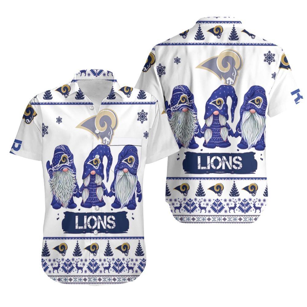 Beach Shirt Christmas Gnomes Los Angeles Rams Ugly Sweatshirt Christmas 3D Hawaiian Shirt Aloha Shirt for Men Women