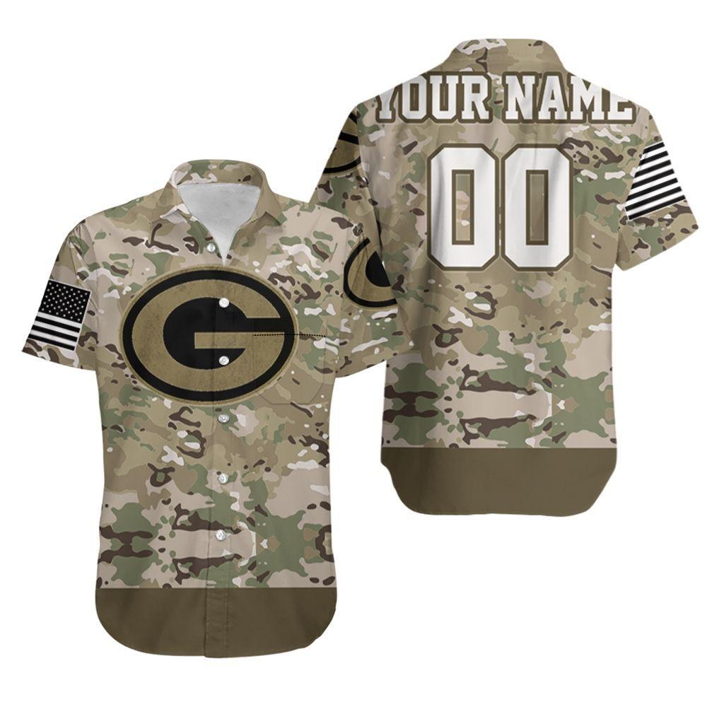Beach Shirt Green Bay Packers Camouflage Veteran 3D Personalized Hawaiian Shirt Aloha Shirt for Men Women