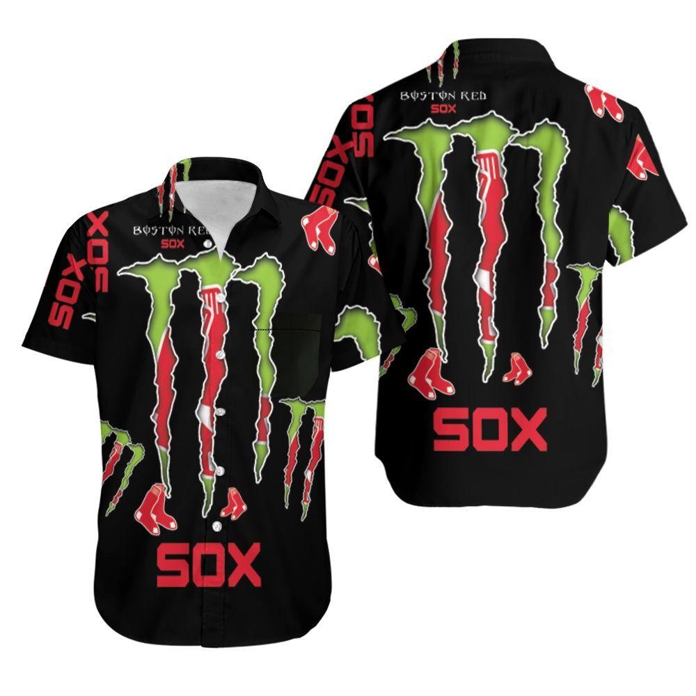Beach Shirt Monster Energy Logo For Lovers Boston Red Sox Hawaiian Shirt Aloha Shirt for Men Women