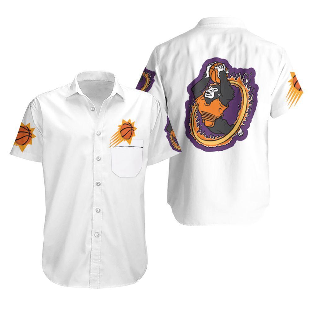 Beach Shirt Phoenix Suns Basketball Classic Mascot Logo Gift For Suns Fans White Hawaiian Shirt Aloha Shirt for Men Women