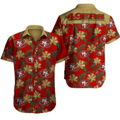 Beach Shirt San Francisco 49Ers Logo Flowers Hawaii Shirt Summer Button Up Shirt For Men Beach Wear Short Sleeve Hawaii Shirt