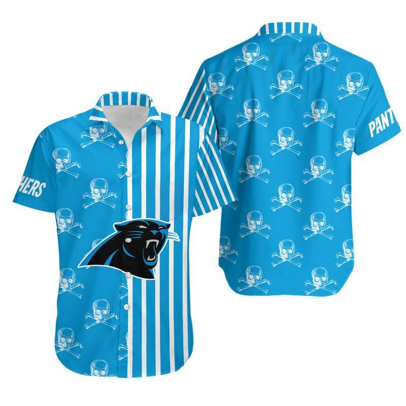 Carolina Panthers Stripes and Skull Hawaii Shirt for Men Women