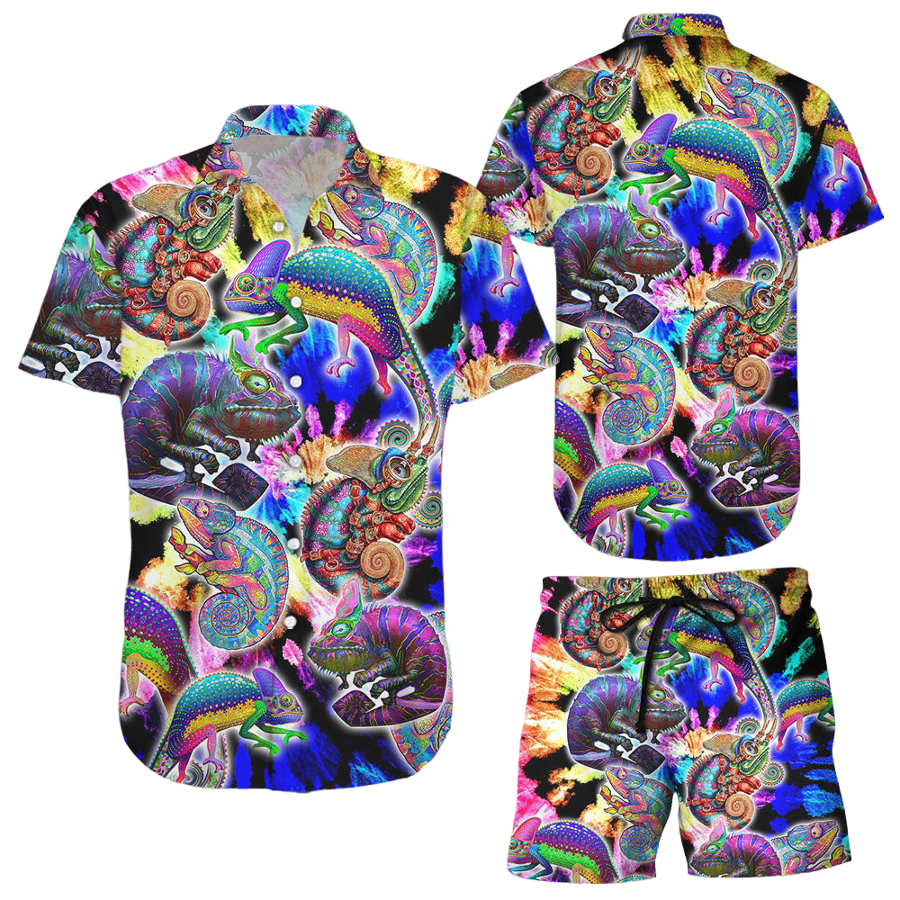 Chameleon Hawaiian Shirt Chameleon Colorful Tiedye Hawaii Shirt Gifts For Chameleon Lovers