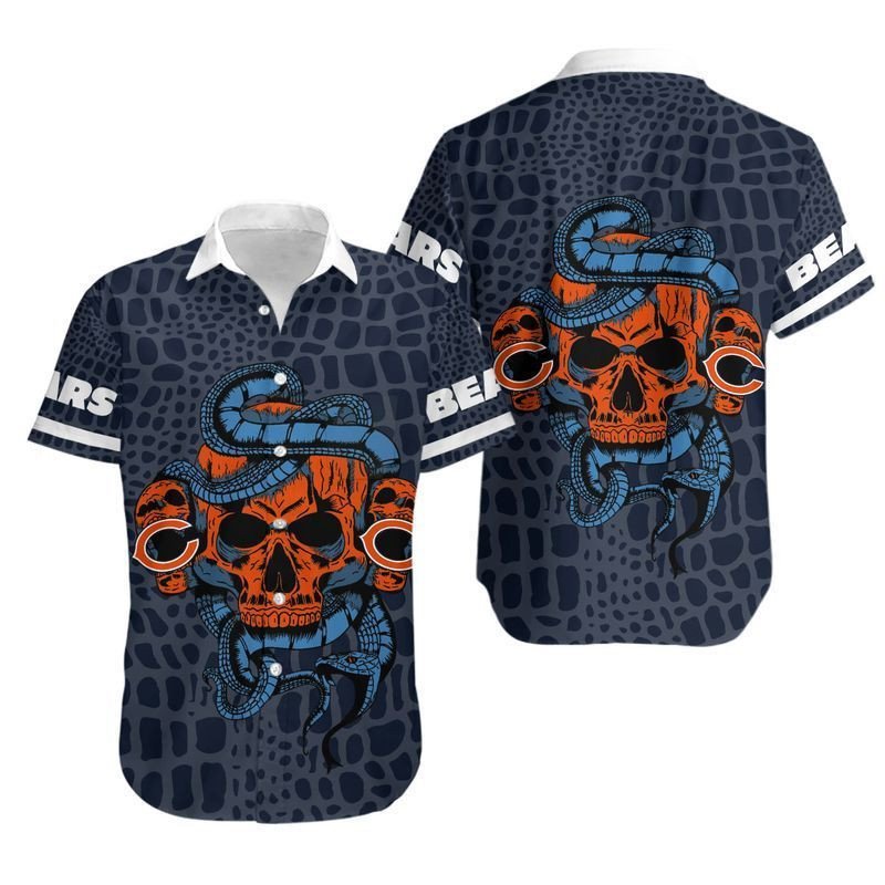Chicago Bears Snake And Skull Hawaiian Shirt Aloha Shirt for Men Women