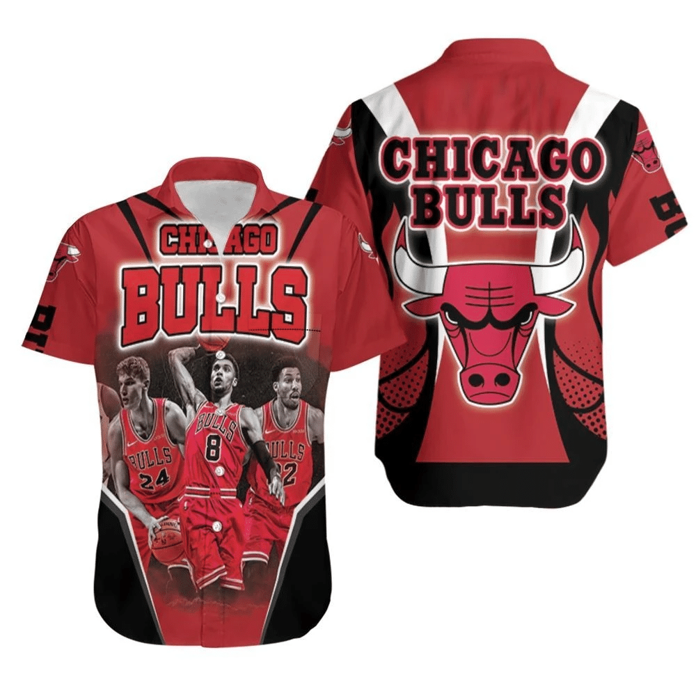 Chicago Bulls Players 24 Markkanen 8 Lavine 22 Potter Jr Hawaiian Shirt Aloha Shirt for Men Women Combo Beach
