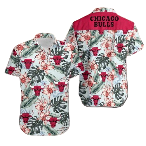 Chicago Bulls Tropical Flower Short Sleeve Hawaiian Shirt Aloha Shirt for Men Women