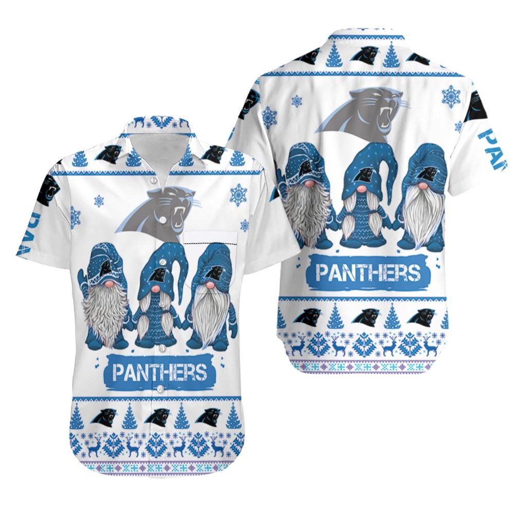 Christmas Gnomes Carolina Panthers Ugly Sweatshirt Christmas 3D Hawaiian Shirt Aloha Shirt for Men Women
