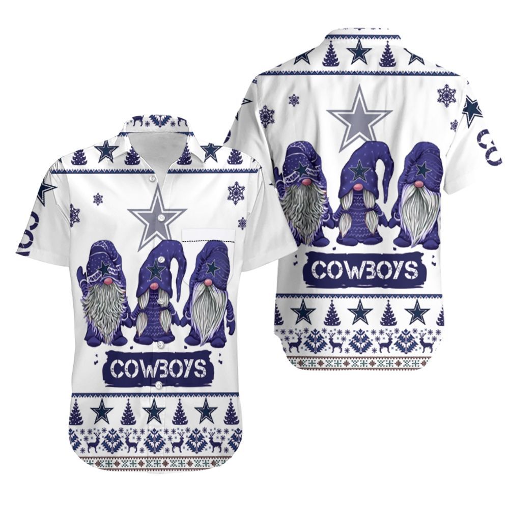 Christmas Gnomes Dallas Cowboys Ugly Sweatshirt Christmas 3D Hawaiian Shirt Aloha Shirt for Men Women