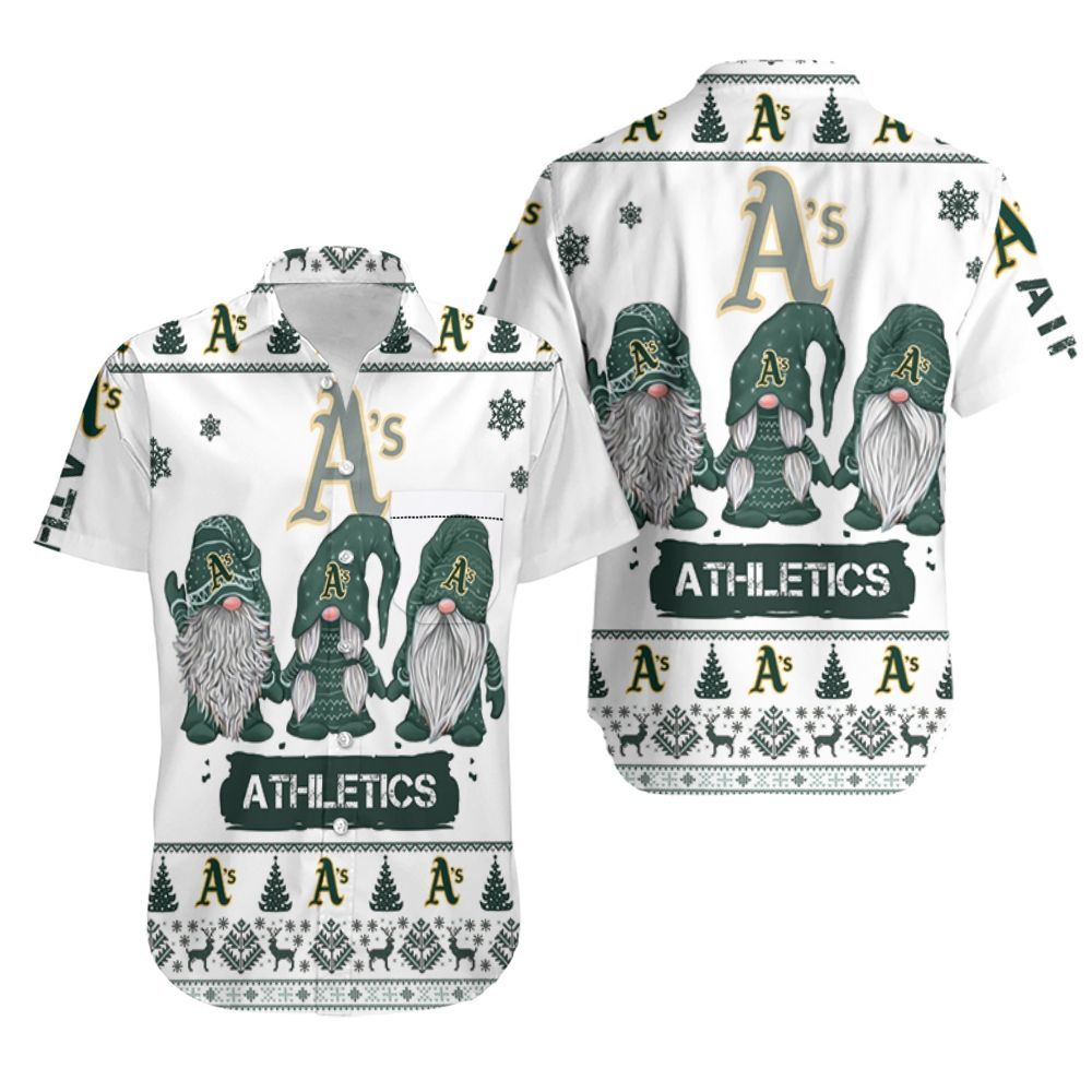 Christmas Gnomes Oakland Athletics Ugly Sweatshirt Christmas 3D Hawaiian Shirt Aloha Shirt for Men Women