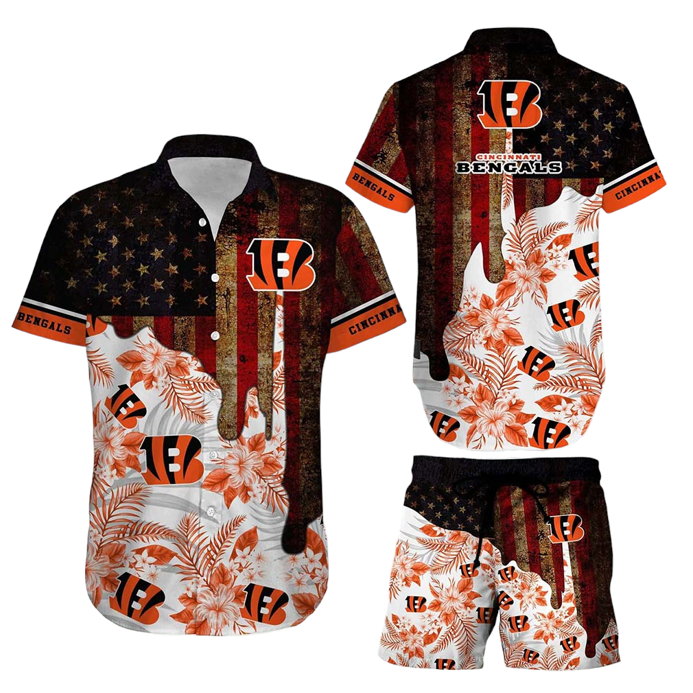 Cincinnati Bengals NFL Hawaiian Shirt And Short Summer Vintage US Flag Best Gift For Men Women