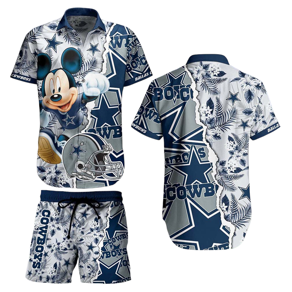 Dallas Cowboys NFL Hawaiian Shirt And Short Mickey Graphic Tropical 3D Printed Gift For Men Women