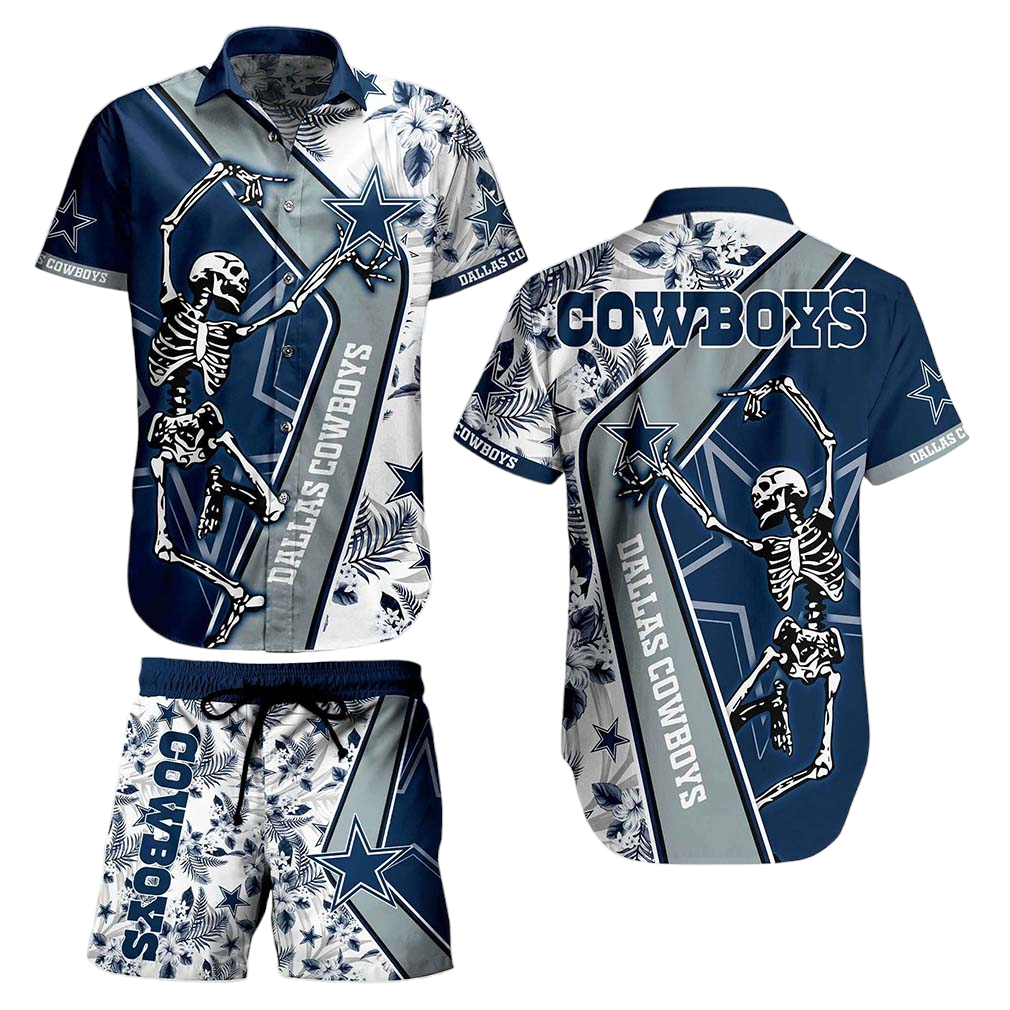 Dallas Cowboys NFL Hawaiian Shirt Anf Short Sekeleton Design Hot Short Styles For Men Women