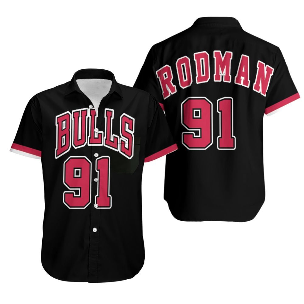 Dennis Rodman Chicago Bulls 1995 96 Hardwood Classics Jersey Hawaiian Shirt Aloha Shirt for Men Women