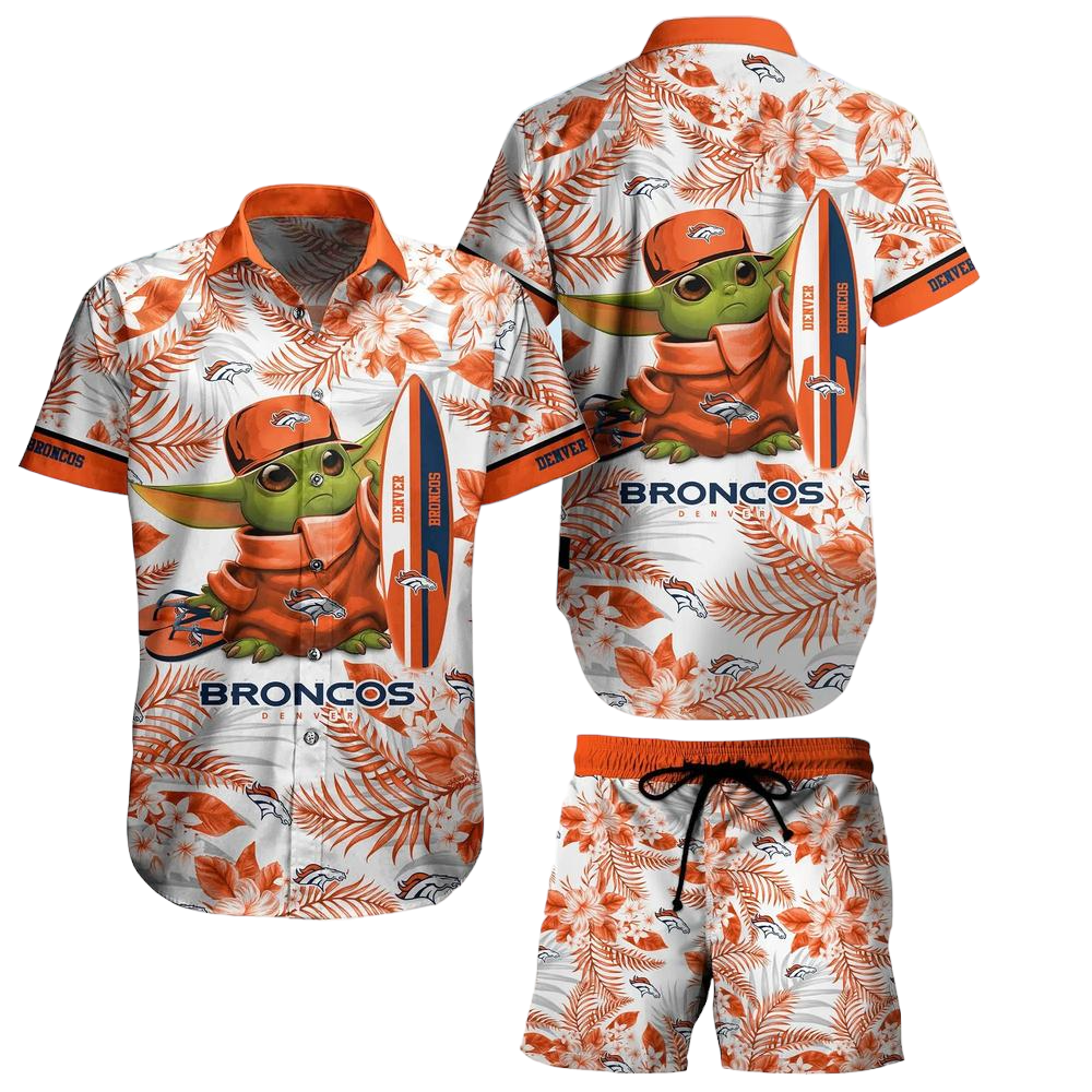 Denver Broncos NFL Baby Yoda Hawaiian Shirt And Short Style Tropical Pattern Summer Best Gift For Fan