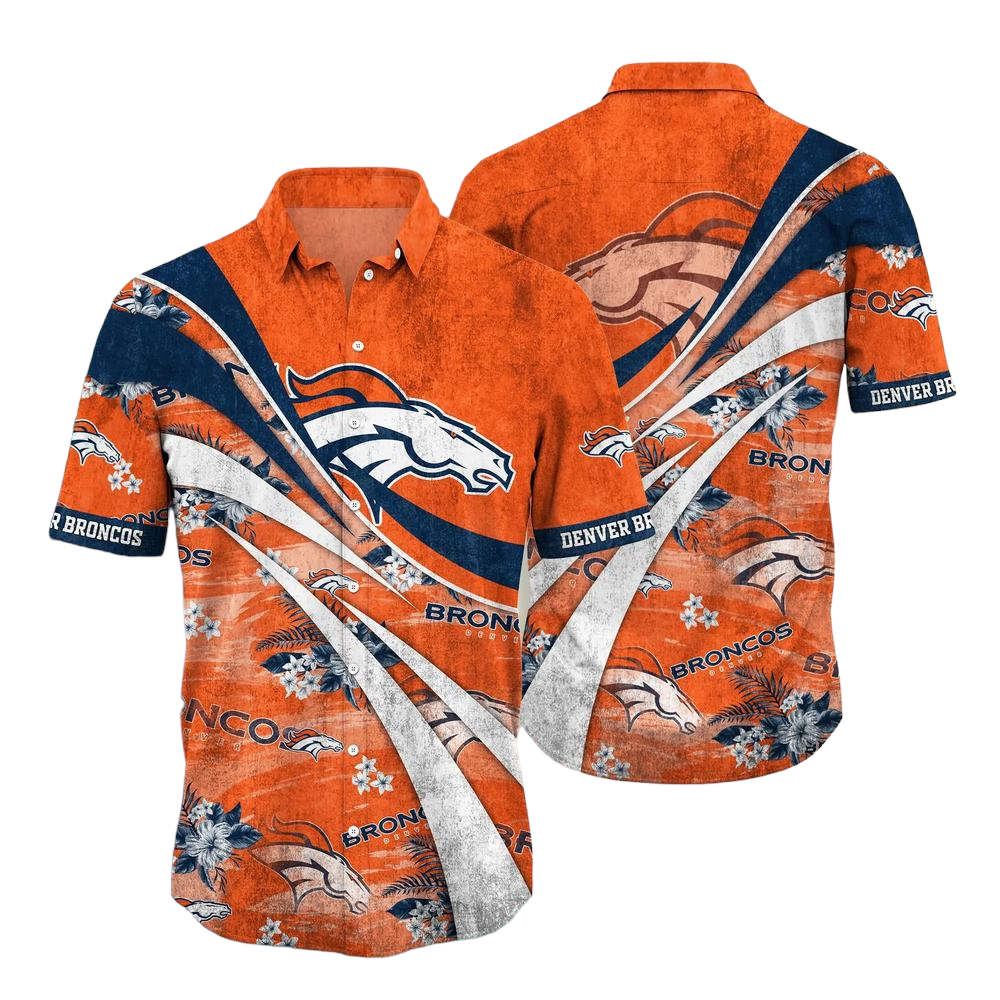 Denver Broncos NFL Summer Hawaiian Shirt Floral Pattern Graphic For Football NFL Enthusiast