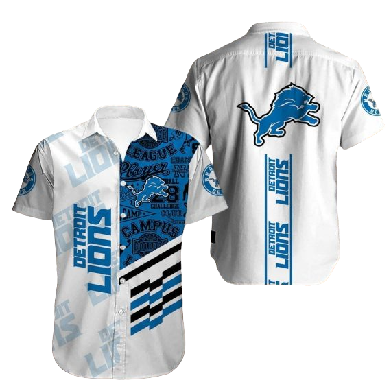 Detroit Lions Hawaiian Short Sleeves Hawaiian Shirt Aloha Shirt for Men Women For Big Fans