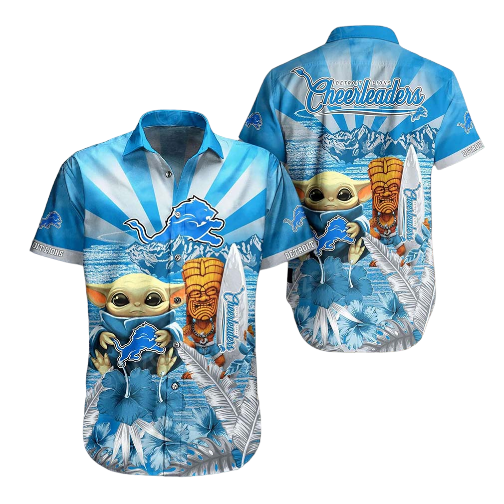 Detroit Lions NFL Baby Yoda Hawaiian Shirt Style Summer Trending For Men Women