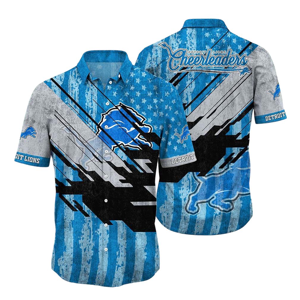 Detroit Lions NFL Football Hawaiian Shirt Short American Flag Print This Summer Gift For Fans