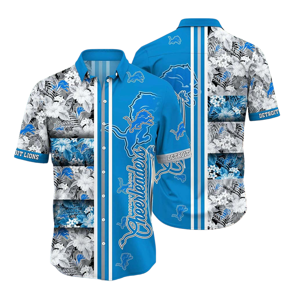 Detroit Lions NFL Graphic Tropical Pattern Hawaiian Shirt 3D Printed Beach Shirt Summer Gift For Fans