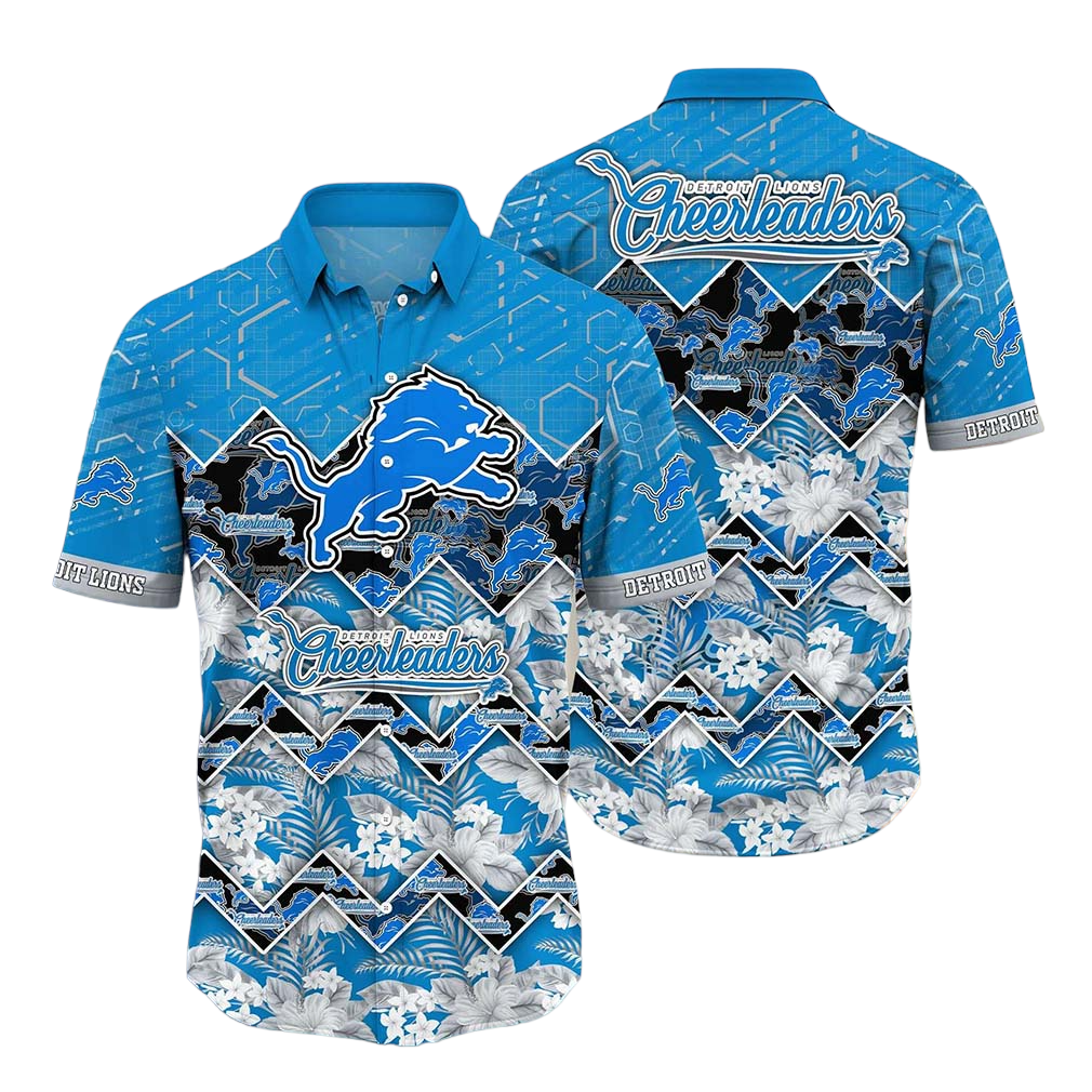 Detroit Lions NFL Hawaiian Shirt Graphic Tropical Pattern 3D Printed Beach Shirt Summer Gift For Fan