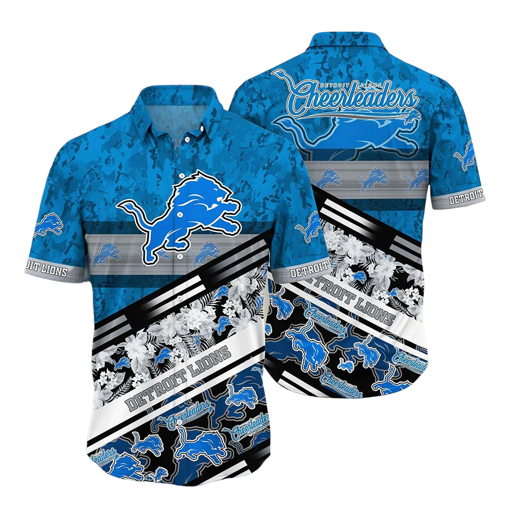 Detroit Lions NFL Hawaiian Shirt Graphic Tropical Pattern 3D Printed Beach Shirt Summer Gift For Fans