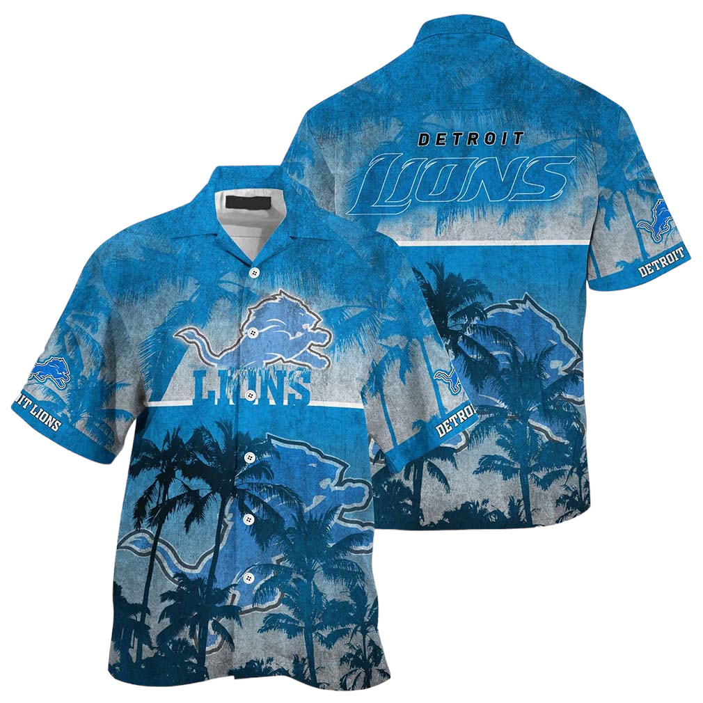 Detroit Lions NFL Hawaiian Shirt Style Tropical Pattern Hot Trending Summer For Awesome Fans