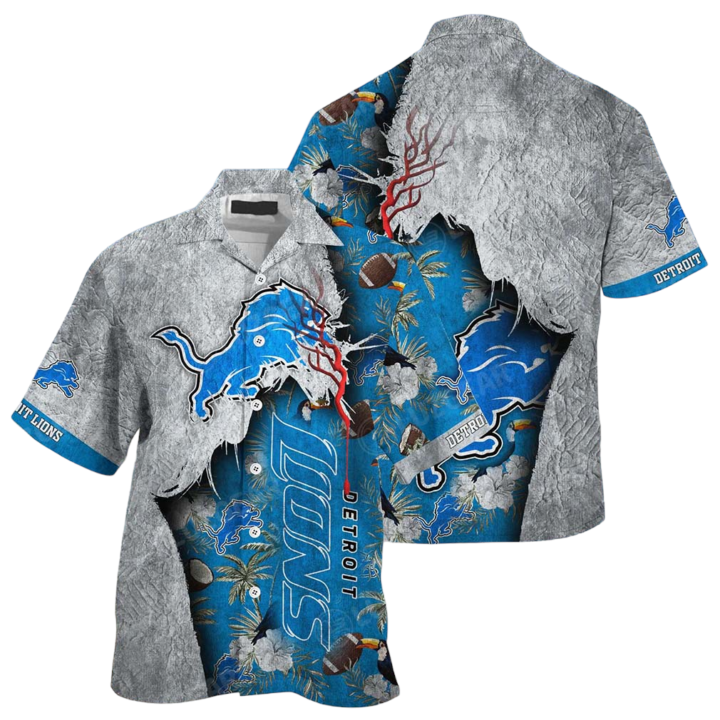 Detroit Lions NFL Hawaiian Shirt Tropical Print Sumer Gift For Fans