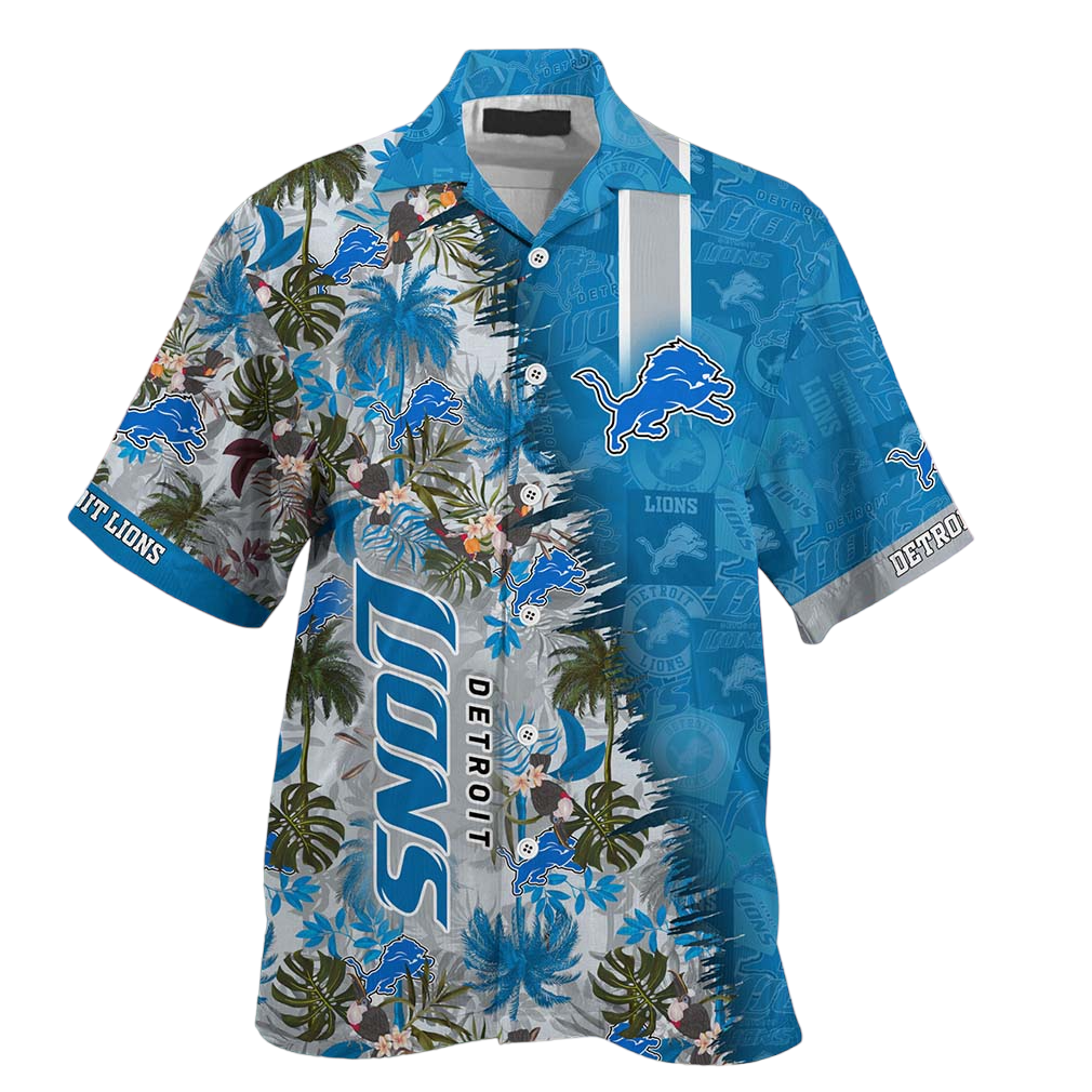 Detroit Lions NFL Team Football Beach Shirt Summer Button Down Hawaiian Shirt Fan Ever