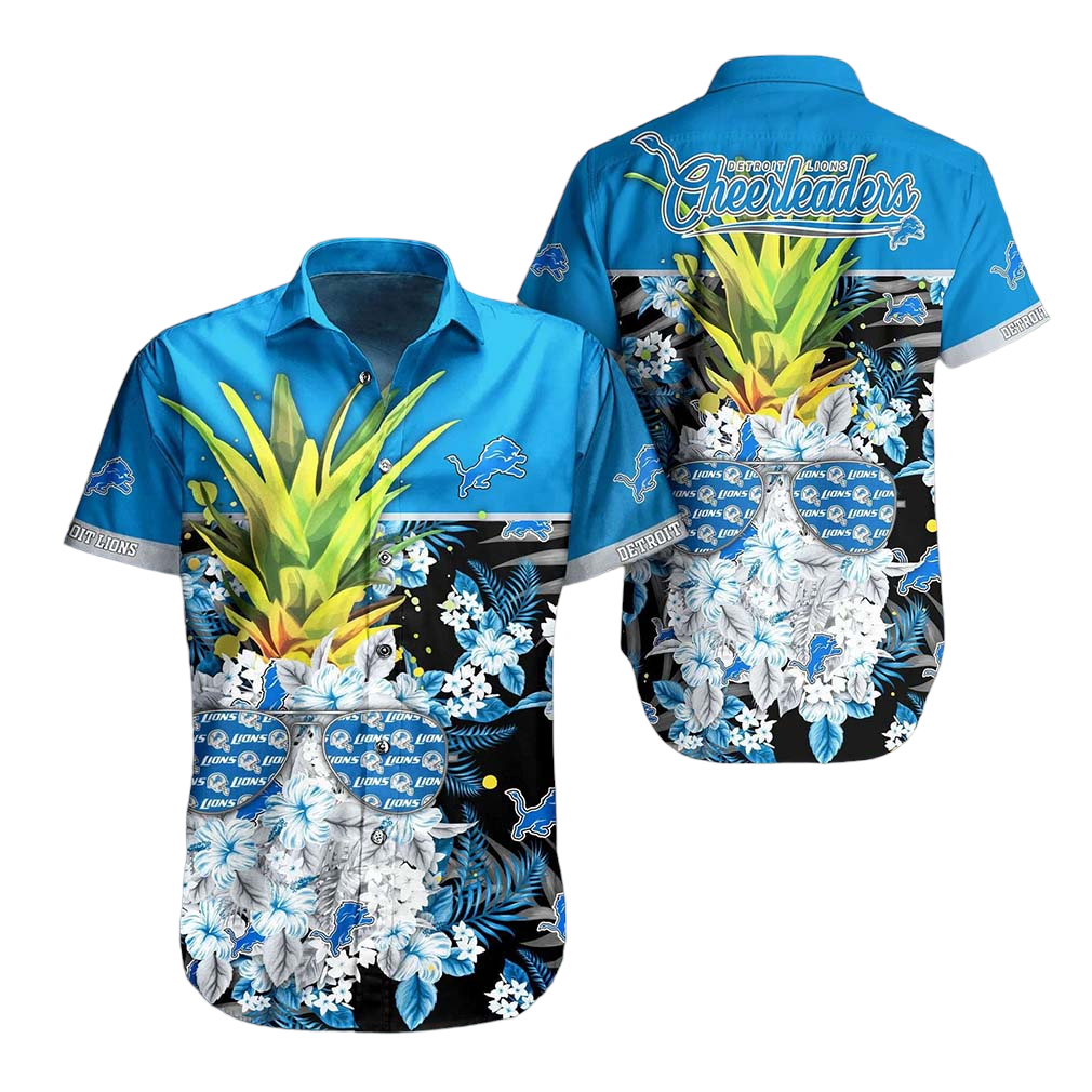 Detroit Lions NFL Tropical Pattern Pineapple Design Hawaiian Shirt New Trending For Men Women