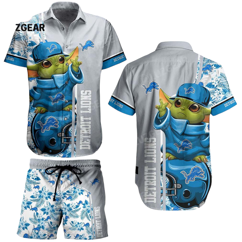 Detroit LionsFootball NFL Baby Yoda Hawaiian Shirt And Short New Collection Summer Perfect Gift For Fan