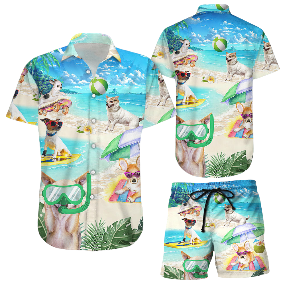 Dog Hawaiian Shirt Dogs In The Beach Button Down Shirts Dog Themed Gifts