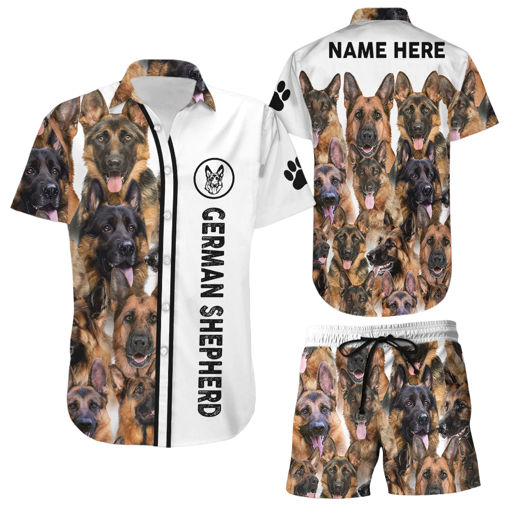 Dog Themed Hawaiian Shirt Personalize Dog German Shepherd Faces Hawaii Shirt Dog Presents