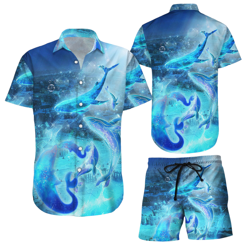 Dolphin Hawaiian Shirt Blue Dolphin Underwater Hawaii Shirt Gift For Dolphin Lovers