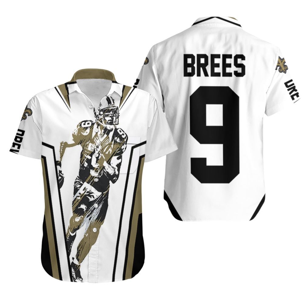 Drew Brees New Orleans Saints Watercolor Hawaiian Shirt Aloha Shirt for Men Women